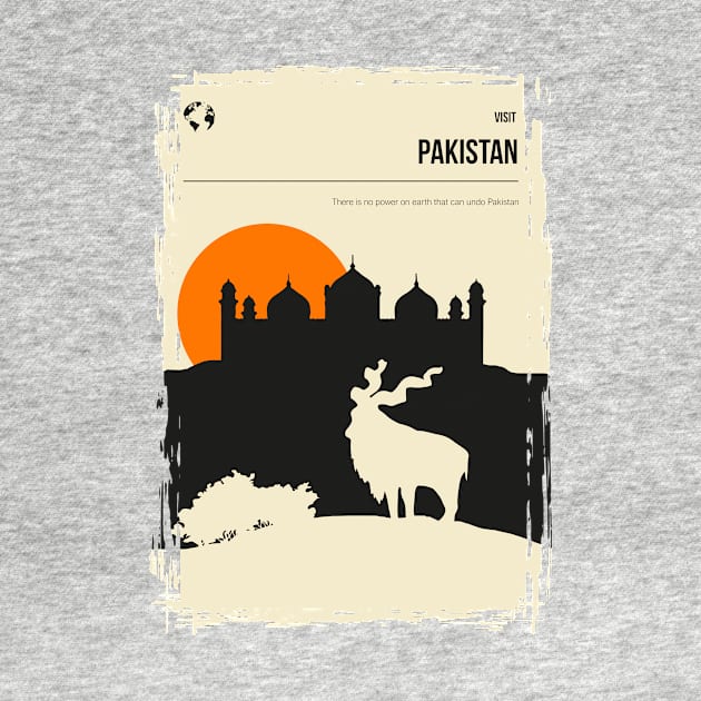 Pakistan Vintage Minimal Book Cover Markhor Travel Poster by jornvanhezik